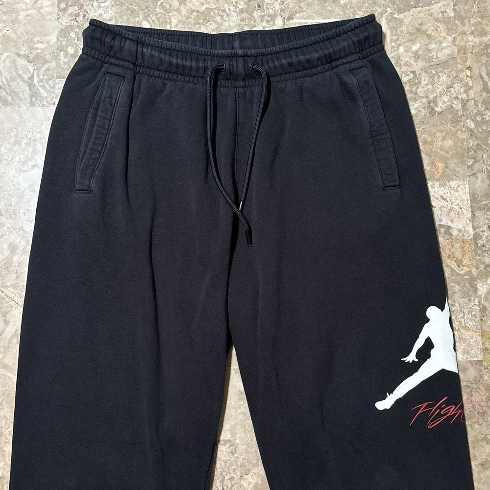 Nike Air Jordan Sweatpants Mens Medium Black Baseline Big Logo Joggers FD7345